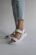 White leather open sandals with Velcro  8018666 photo №8