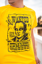 Yellow cotton T-shirt with a portrait of Stepan Bandera Custom Wear 8025666 photo №3