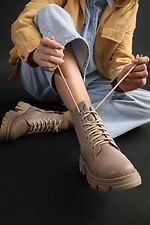 Winter leather boots in military style on the platform  4205667 photo №2
