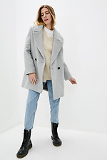 Короткое кашемировое пальто оверсайз серого цвета  4300667 фото №2