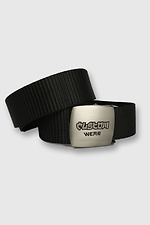 Black wide belt with metal buckle and engraving Custom Wear 8025667 photo №1