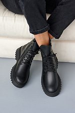 High winter boots in military style made of genuine leather  8019668 photo №2