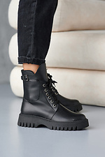 High winter boots in military style made of genuine leather  8019668 photo №4
