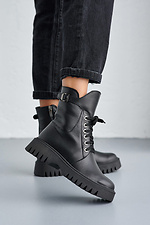 High winter boots in military style made of genuine leather  8019668 photo №5