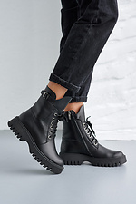High winter boots in military style made of genuine leather  8019668 photo №6