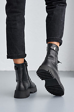 High winter boots in military style made of genuine leather  8019668 photo №7