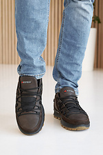 Зимние мужские кроссовки из натуральной кожи на шнурках  8019672 фото №2