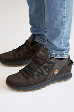 Зимние мужские кроссовки из натуральной кожи на шнурках  8019672 фото №4