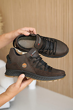 Зимние мужские кроссовки из натуральной кожи на шнурках  8019672 фото №5