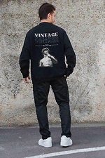 Мужской Утепленный Оверсайз Свитшот На Флисе С Принтом Vintage Black Without 8055672 фото №2