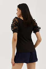 Черная нарядная блуза SAMIRA с короткими кружевными рукавами Garne 3038674 фото №5