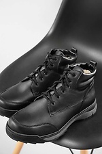 Мужские зимние ботинки из натуральной кожи черного цвета 4205674 фото №2