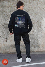 Isoliertes Herren-Sweatshirt aus Fleece in Übergröße mit Aufdruck Wanted Schwarz Without 8055674 Foto №2