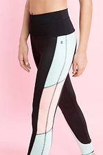 Czarne legginsy sportowe z niskim stanem z kolorowymi panelami Gisela 4028678 zdjęcie №2