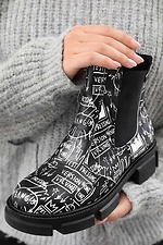 Зимние кожаные ботинки челси в милитари стиле на платформе 4205678 фото №2