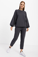 Oversize-Strickjacke in Dunkelgrau mit Puffärmeln Garne 3039679 Foto №2