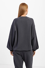 Knitted oversized jacket in dark gray with puffed sleeves Garne 3039679 photo №3