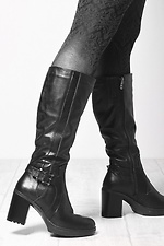 European winter leather boots with a lock with a heel  4205679 photo №1