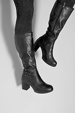 European winter leather boots with a lock with a heel  4205679 photo №3