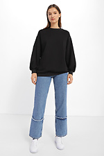 Black oversized knitted sweater with puffed sleeves Garne 3039680 photo №2