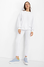 Knitted oversized white sweater with puffed sleeves Garne 3039681 photo №2