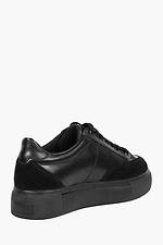Black leather spring sneakers with suede insert  4205681 photo №3