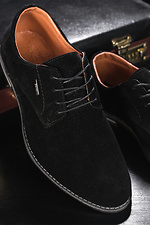 Мужские классические туфли из натуральной замши черного цвета 8018681 фото №3