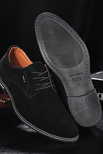 Мужские классические туфли из натуральной замши черного цвета 8018681 фото №4