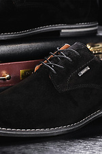 Мужские классические туфли из натуральной замши черного цвета 8018681 фото №7