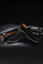 Мужские классические туфли из натуральной замши черного цвета 8018681 фото №8