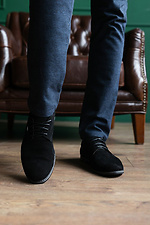Мужские классические туфли из натуральной замши черного цвета 8018681 фото №10