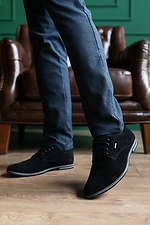 Мужские классические туфли из натуральной замши черного цвета 8018681 фото №11