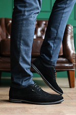 Мужские классические туфли из натуральной замши черного цвета 8018681 фото №12