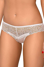 Beige lace low rise thong panties with wide barrels Vena 4025682 photo №1