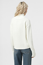 Weißer Damen-Strickpullover mit hohem Kragen  4038682 Foto №3