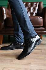 Мужские классические туфли из натуральной кожи черного цвета 8018682 фото №3
