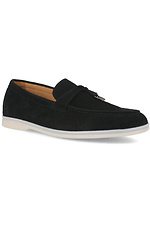 Black suede moccasins for summer with white soles Forester 4101683 photo №1