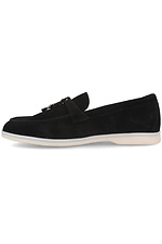 Black suede moccasins for summer with white soles Forester 4101683 photo №3