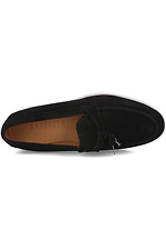 Black suede moccasins for summer with white soles Forester 4101683 photo №4