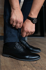 Мужские классические туфли из натуральной кожи черного цвета 8018683 фото №1