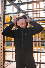 Спортивна чорна кофта зіппер з капюшоном Custom Wear 8025683 фото №3