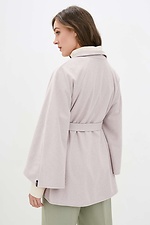Pink ISOLDA wool cape under the belt with wide sleeves Garne 3037684 photo №3