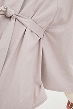Pink ISOLDA wool cape under the belt with wide sleeves Garne 3037684 photo №4