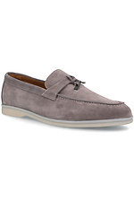 Gray suede moccasins for summer with white soles Forester 4101684 photo №1