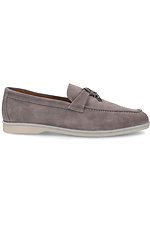 Gray suede moccasins for summer with white soles Forester 4101684 photo №2