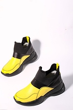 Яркие высокие кроссовки желтого цвета без шнурков 4205684 фото №2