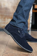 Klasyczne buty męskie wykonane z naturalnego, niebieskiego zamszu  8018684 zdjęcie №3