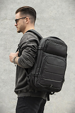 Men's Backpack Carry-on Luggage With Expandable Reflective Classic USB Black Without 8049684 photo №4
