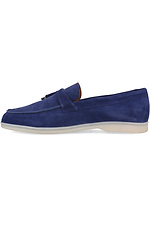 Blue suede moccasins for summer with white soles Forester 4101685 photo №3