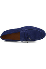 Blue suede moccasins for summer with white soles Forester 4101685 photo №4